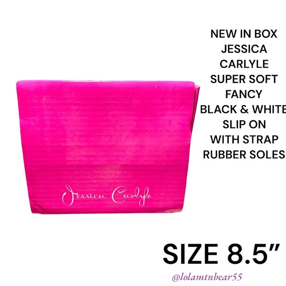 NEW IN BOX JESSICA CARLYLE SUPER SOFT FANCY BLK/WHITE SLIP ON SLING BACK SHOES - Picture 7 of 16